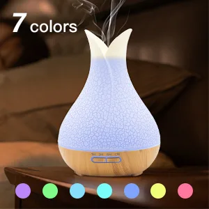 500ML Essential Oil Diffuser with 10 Essential Oils Gift Set, Aromatherapy Diffuser Humidifier with 2 Mist Mode 4 Timers& 7 Ambient Light Waterless Auto Off for Large Room Home Office White - 7 COLORS