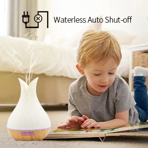 500ML Essential Oil Diffuser with 10 Essential Oils Gift Set, Aromatherapy Diffuser Humidifier with 2 Mist Mode 4 Timers& 7 Ambient Light Waterless Auto Off for Large Room Home Office White - Waterless shut-off