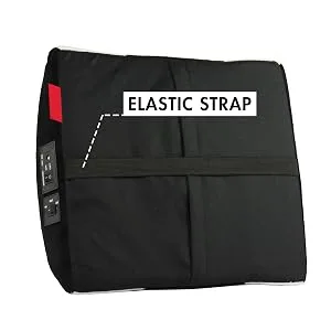 HealthMate IN9514 12V Heated Massage Lumbar Cushion for back support, supporting lower back and lumbar IN9514 (New Soft velour material) - elastic strap