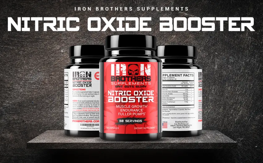 Nitric Oxide Booster | Extra Strength Pumps Supplements | Pre-Workout with L-Arginine | Maximum Blood Flow & Vascularity | Increase Muscle Pumps, Energy & Endurance - 120 Veggie Capsules - Iron Brothers Supplements, Nitric Oxide Booster