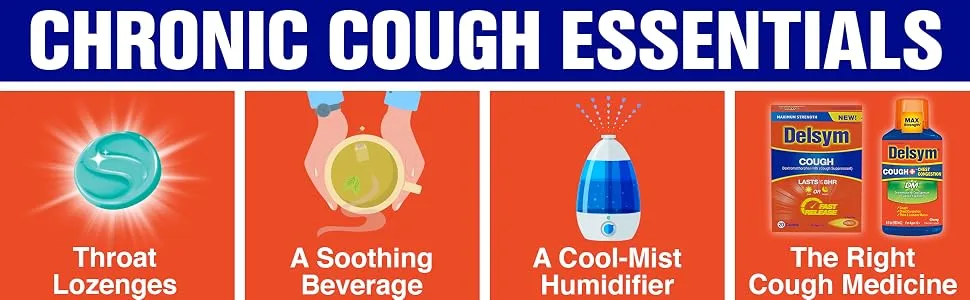 Maximum Strength Delsym Cough Suppressant, Fast Release Caplets, Lasts up to 8 Hour Day or Night, 20 Count 20 Count (Pack of 1) - chronic cough essentials