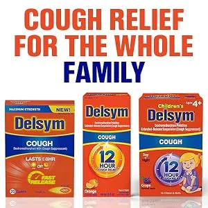 Maximum Strength Delsym Cough Suppressant, Fast Release Caplets, Lasts up to 8 Hour Day or Night, 20 Count 20 Count (Pack of 1) - cough relief family