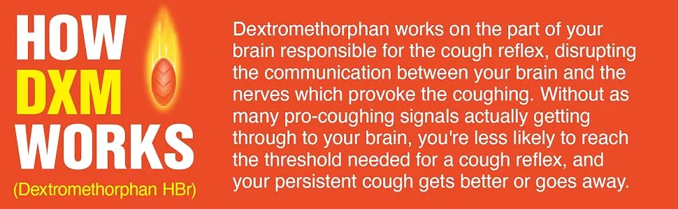 Maximum Strength Delsym Cough Suppressant, Fast Release Caplets, Lasts up to 8 Hour Day or Night, 20 Count 20 Count (Pack of 1) - how dxm works