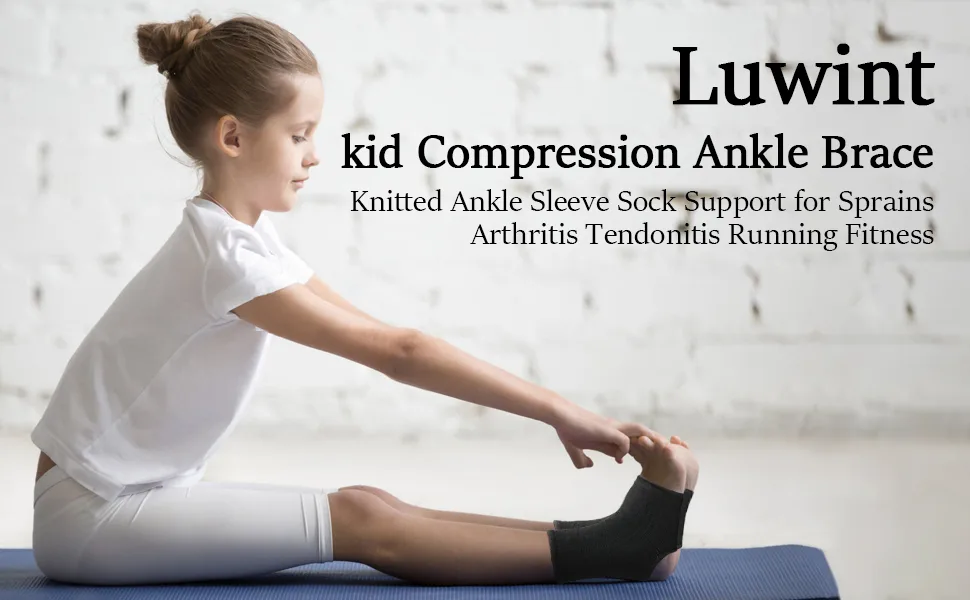 Luwint kid Compression Ankle Brace - Knitted Ankle Sleeve Sock Support for Sprains Arthritis Tendonitis Running Fitness, 1 Pair Black Black ankle - product information 1