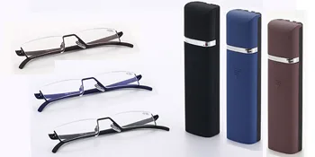 REAVEE 3 Pack Half Frame Reading Glasses Thin Lightweight Reades Spring Hinged with Portable Case,Black Blue Brown 2.0 Black/Blue/Brown 2.0 x - HALF FRAME READING GLASSES