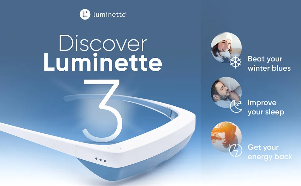 Luminette 3 Light Therapy Glasses - Portable & Wearable Light Therapy Lamp for Active People - Happy Lamp for Sleep Disorders & Winter Blues - Luminette 3, beat winter blues, boost energy, improve sleep