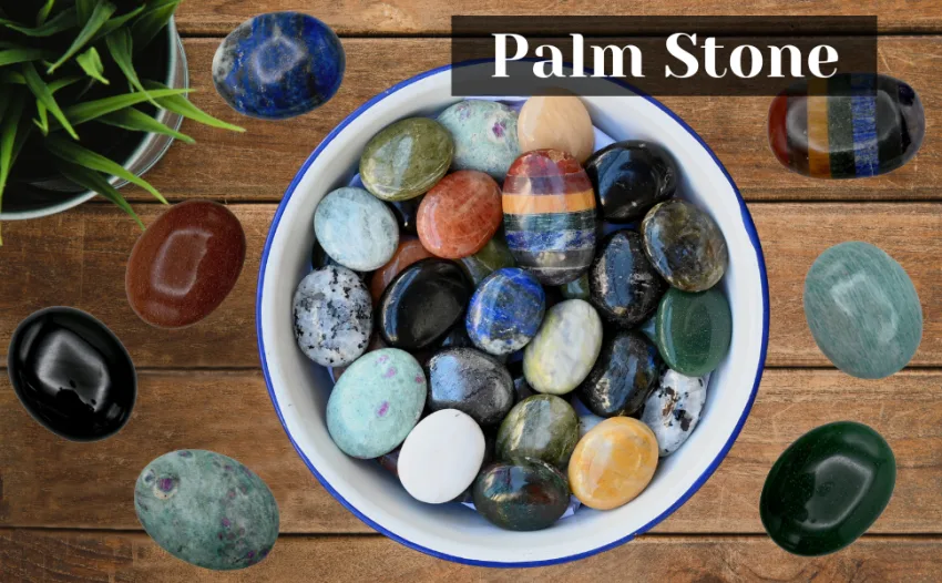 Angelite Palm Stone - Hot Massage Worry Stone for Natural Body Chakra Balancing, Reiki Healing and Crystal Grid - palm stone