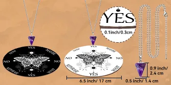 Butterfly Pendulum Board dowsing Necklace Divination Altar Witchcraft Wooden kit Chart Wiccan Wand Crystal Game Divinity Metaphysical Message Quartz Chakra Healing Stone (White) - product information 4