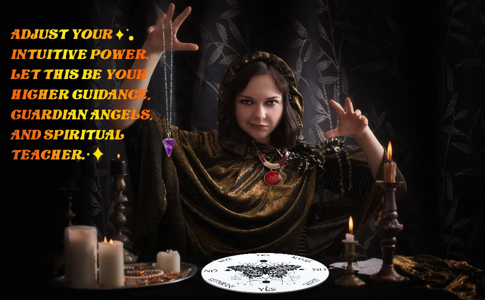 Butterfly Pendulum Board dowsing Necklace Divination Altar Witchcraft Wooden kit Chart Wiccan Wand Crystal Game Divinity Metaphysical Message Quartz Chakra Healing Stone (White) - product information 5