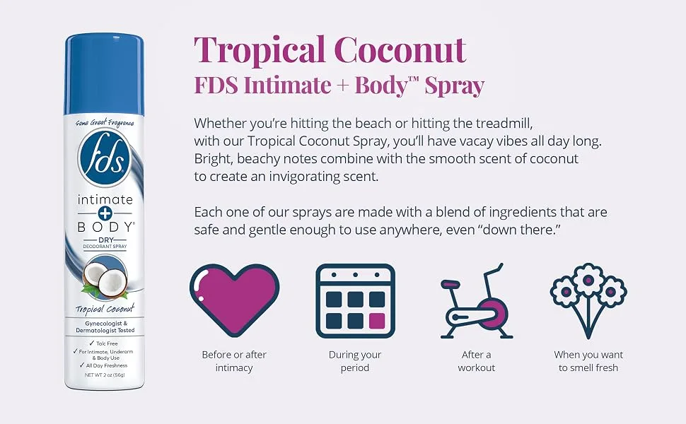 FDS Mist Intimate Body Spray, Coconut, 2 Oz - product information 2