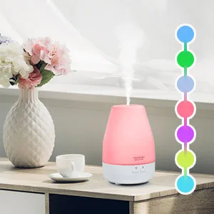 ASAKUKI 100ml Essential Oil Diffuser with USB Cable, 7 LED Color Lights, Intermittent Diffuser with Waterless Auto Off, Quiet and Easy to Use for Home and Office(Power Adapter Included) Polypropylene - 7 led lights