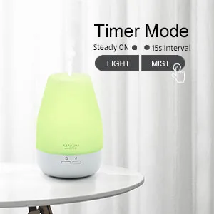 ASAKUKI 100ml Essential Oil Diffuser with USB Cable, 7 LED Color Lights, Intermittent Diffuser with Waterless Auto Off, Quiet and Easy to Use for Home and Office(Power Adapter Included) Polypropylene - timer