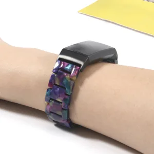 Wongeto Resin Bands Compatible for Fitbit Charge 4 / Charge 3 Bands and Charge 3 SE BandReplacement Wrist Accessory Rose Gold Buckle Fitness Bands Straps Women Men(Yellow Floral) - purle