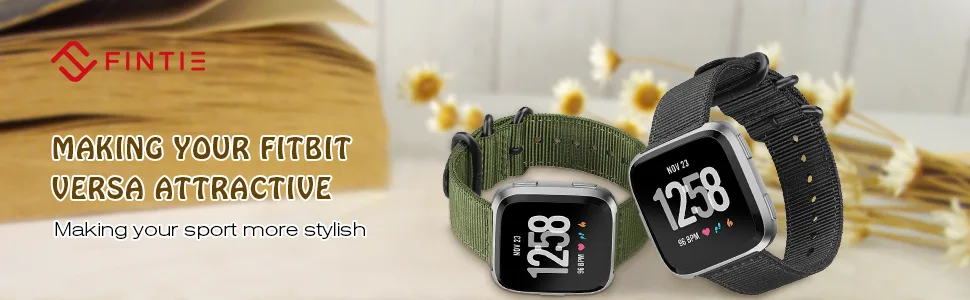 Fintie Bands Compatible with Fitbit Versa 2 / Versa/Versa Lite Edition, Soft Nylon Replacement Strap Wristband Accessories Compatible with Fitbit Versa Smart Watch, Colorful - fitbit versa 2 versa nylon band nato