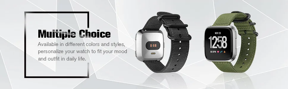 Fintie Bands Compatible with Fitbit Versa 2 / Versa/Versa Lite Edition, Soft Nylon Replacement Strap Wristband Accessories Compatible with Fitbit Versa Smart Watch, Colorful - fitbit versa 2 versa nylon band nato