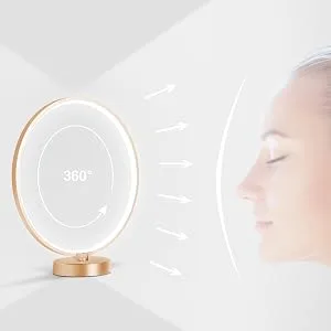 Happy-Light-Therapy-Lamp,10000 Lux UV Free Artificial Sun Lamp with Touch & Remote Control, Desk Lamp with Stepless Brightness, Timer and 3 Color Temperatures(Gold) - Happy Mood Lamp