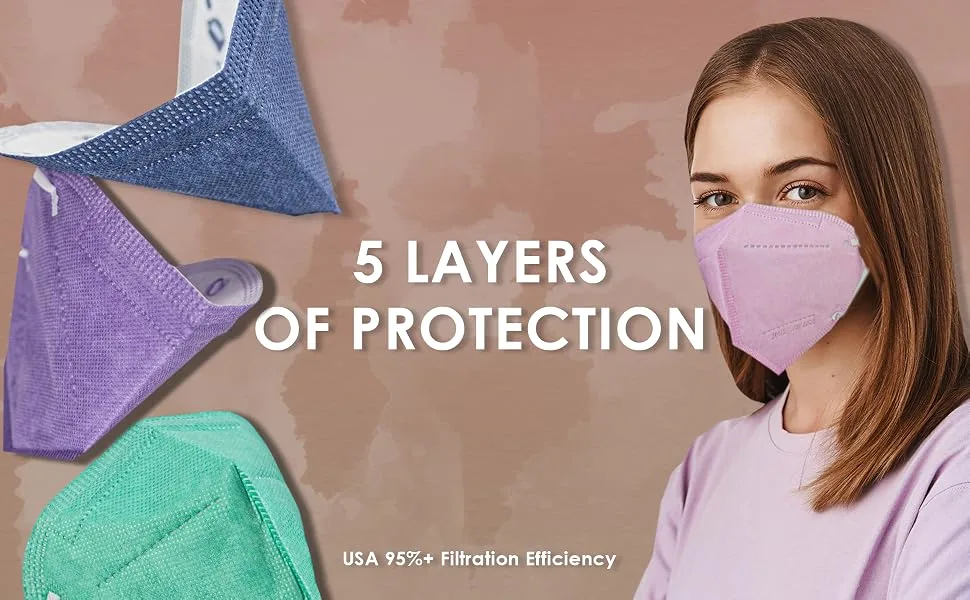 5-Layer Disposable Face Mask Made in USA | Improved Design | 95%+ Filtration Efficiency with Comfortable Ear Loop and Soft to Touch Materials | 10 Units (White) - multilayer ply face masks mask