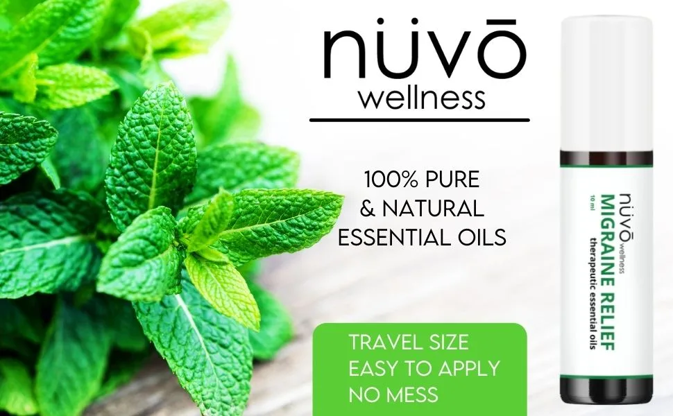 NUVO Wellness Migraine Relief Stick - Aromatherapy Roll On Supporting Headache Relief - Organic Essential Oil Blend with Peppermint, Lavender & Eucalyptus - (10mL) Migraine 1 Pack - Migraine Headache Roll On Relief Aromatherapy Essential Oils Peppermint Lavender Roller Tension