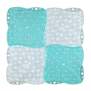 SlipX Solutions Versatile Expandable Bath & Shower Safety Mat System with Microban Protection, Fits Any Size Bath Tub or Shower (Custom Size, Clear, 12" Tiles, 4 Pack) - custom size bath mat