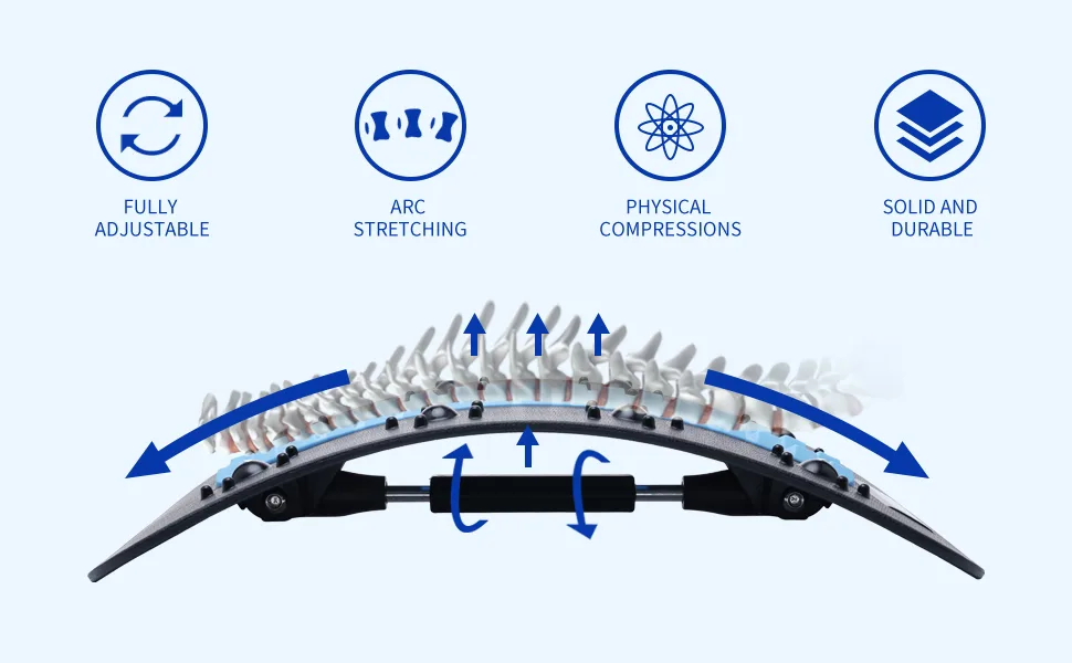 Back Stretcher, Spine Deck Back Pain Relief Products with Magnetic Acupressure Points, Adjustable Back Cracker, Spine Deck Back Stretcher Lower Back Pain Relief for Sciatica, Herniated Disc, Scoliosis Black - spine deck back stretcher