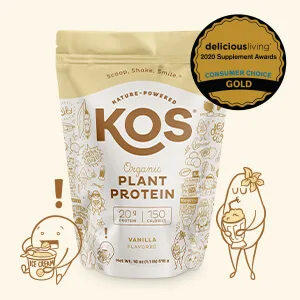 KOS Vegan Protein Powder Vanilla - Plant Based, Organic, Keto Friendly - 1.25 Pounds, 14 Servings - VPP-VN14-BG award