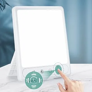 HILOLY Light Therapy Lamp, UV-Free 10000 Lux Therapy Light, Sun Lamp with 5 Adjustable Brighteness & Color Temperature, Touch Control and 4 Timer Funtion, Sunlight lamp for Seasonal Sunlight Changes 9.4 - UV-Free LED Light