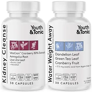 Daily Water Retention Pills for Kidney Cleanse & Swelling to Flush Out Excess Fluid & Waste - 2pack water kidney diuretics flush excess water