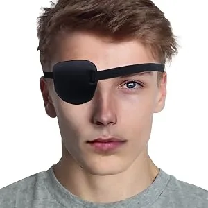 Misssix 2 Pack 3D Eye Patch for Adult and Kid Adjustable Eye Patch for Left or Right Eyes (Black) - EYE PATCH