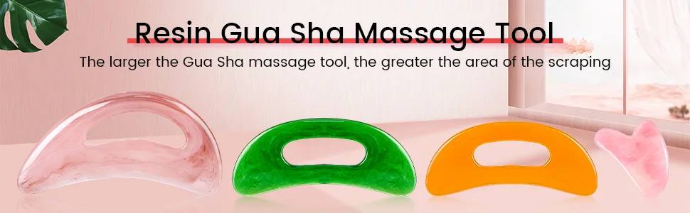 Scienlodic Gua Sha Massage Tool with Handle (Resin) Larger Guasha Scraping Tool for Back Neck Face Leg Massage, Lymphatic Drainage, Cellulite Remove Pink Large (Pack of 1) - gua sha massage tool scraping body muscle scraper face facial lymphatic drainage cellulite remover