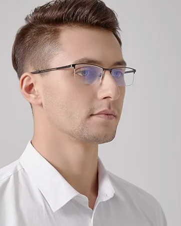 OENEYE 3 Pack Blue Light Blocking Reading Glasses for Men Stylish Metal Frame Readers with Comfort Spring Hinges Multicolor 1.75 x - product information 3