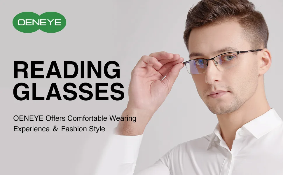 OENEYE 3 Pack Blue Light Blocking Reading Glasses for Men Stylish Metal Frame Readers with Comfort Spring Hinges Multicolor 1.75 x - product information 7