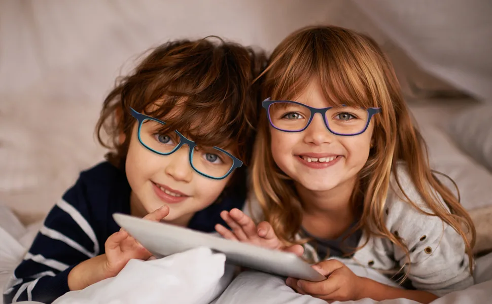 ALWAYSUV 2 Pack Boys Girls Blue Light Blocking Glasses Square Eyeglasses Anti Blue Ray Computer Game Glasses for Kids (Blue+Black) - product information 2