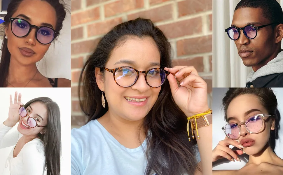 Blue Light Blocking Glasses For Women/Men Vintage Thick Round Rim Eyeglasses Frame Anti Eyestrain Computer Gaming Glasses A Transparent+leopard+black - model