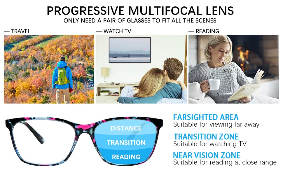 Progressive Multifocus Reading Glasses Blue Light Blocking ,Spring Hinge Readers for Women Men (Mix Color-1, 1.75, multiplier_x) Mix Color-1 1.75 x - Progressive Reading Glasses