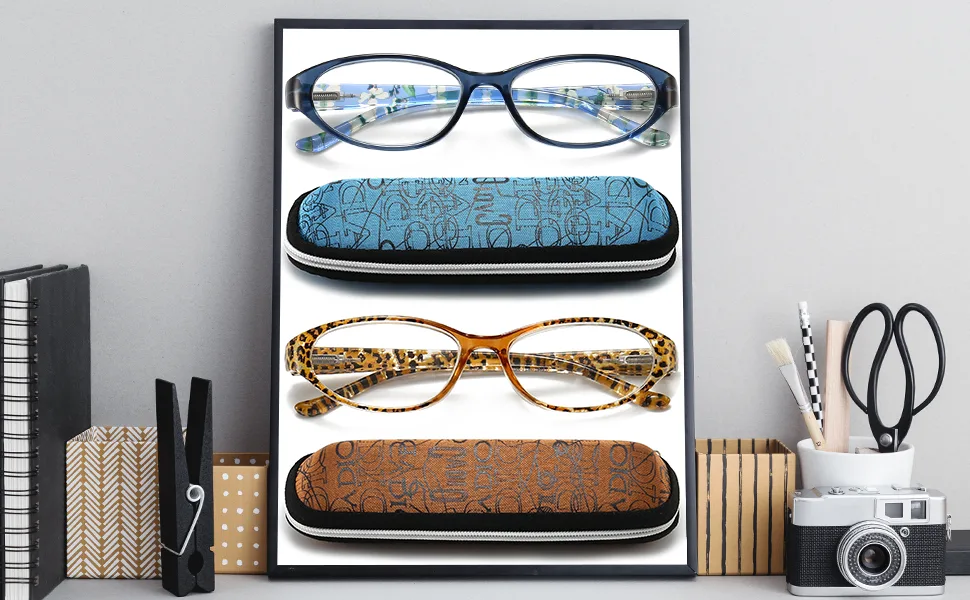Reading Glasses Blue Light Blocking with Spring Hinges,2 Pack Cat Eye Lightweight Readers for Women,Anti Glare UV Computer Eyeglasses 3.5 Blue+brown 3.5 x - Reading Glasses Womens Blue Light Blocking, 2 Pack Ladies Computer Readers