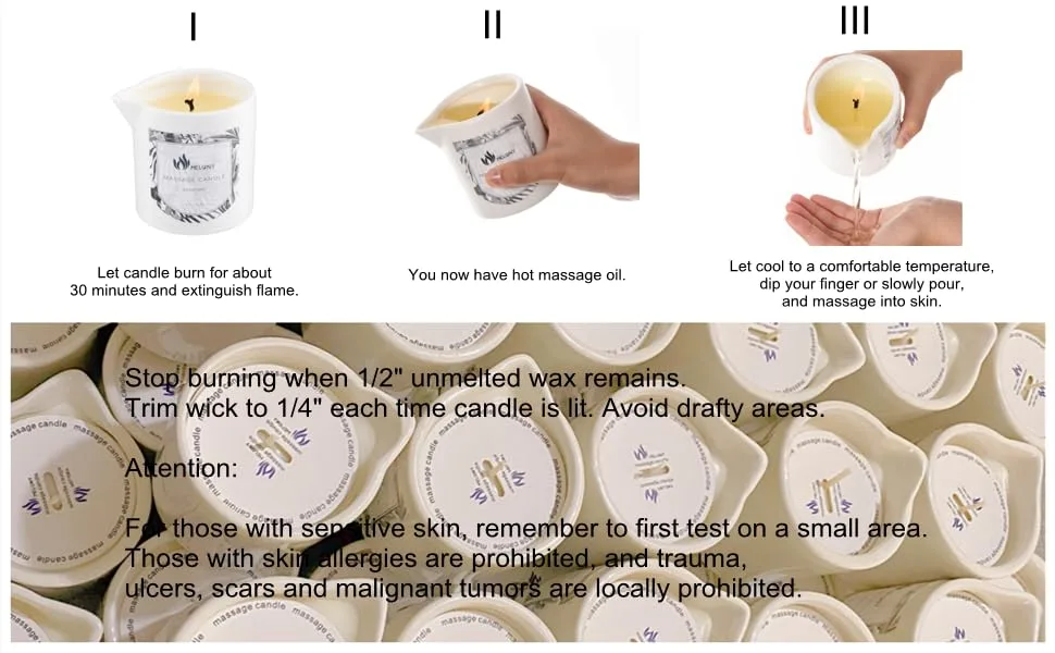 MELONY Massage Oil Candle, Moisturizing, Body Oil Candle, Natural Soybeans, 8.1 oz, Amber Vanilla - massage candle note