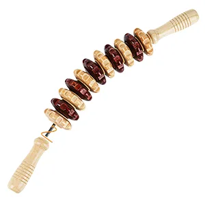 Jitnetiy Wood Therapy Massage Tools, Massage Roller Stick Curved Lymphatic Drainage Massager Handheld for Release Cellulite Relieve Muscle Stress (1 Pack, Multicolor) - rollo para masaje reductor