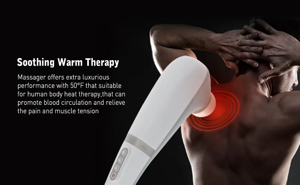 Handheld Back Massager for Neck and BackPercussion Massager deep Tissue with HeatBody Massager Electric Full Body Handheld (Handheld Massager with Heat) - SOOTHING WARM THERAPY