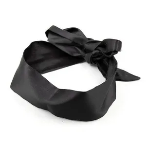 2Pcs Satin Eye Mask Sleep Mask, 157cm/62inch Adjustable Satin Blindfold Soft Satin Eye Covers for Travel, Nap, Meditation (Black) - product information 2