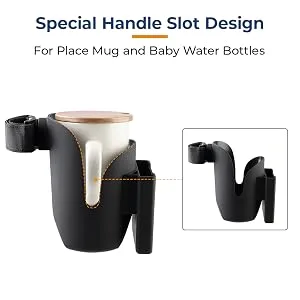 ISSYAUTO Wheelchair Drink Cup Holder, 2 in 1 Large Water Bottle Holder and Phone Bracket with Strap Mount 3MM Thick Cups Holder Universal for Wheelchair, Walker, Rollator, Stroller - product information 6