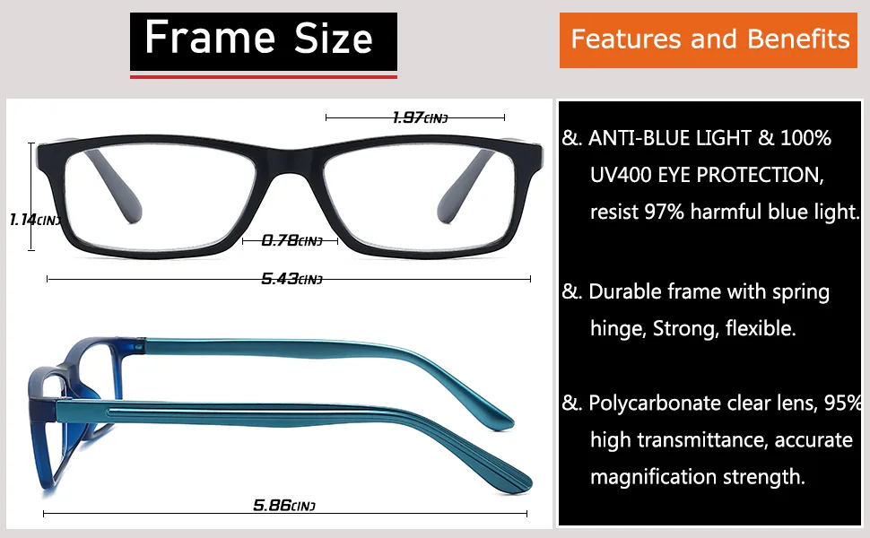 Blue Light Blocking Reading Glasses for Men - 2 Pack Glare Blocking Computer Readers with Spring Hinge Magnification Eyeglasses 1.25 Blue+black 1.25 x - Blue Light Blocking Reading Glasses