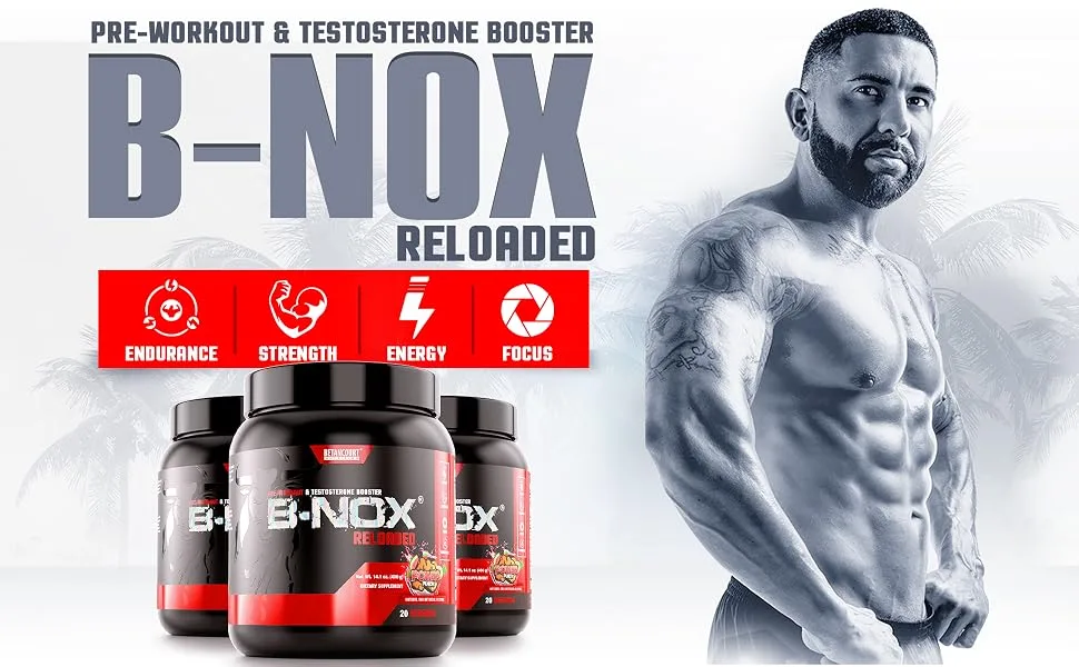 Betancourt Nutrition B-NOX Androrush Reloaded Pre-Workout and Testosterone Enhancer | Extra-Energy | Extra-Strength | Concentrated | Power Punch | 14.1 Ounce | 20 Servings - pre-workout and testosterone booster