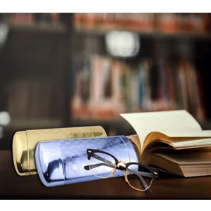 EZESO Glasses Case Spectacle Case Box Aluminum Lattice Nearsighted Eyeglass Case for Small Frame 2 Pcs Lattice Silver - eyeglass case