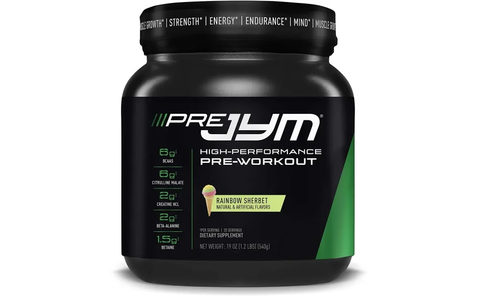 JYM Supplement Science Pre Jym Rainbow Sherbet, Black, 20 Servings, PRE20PS300 - product information 2