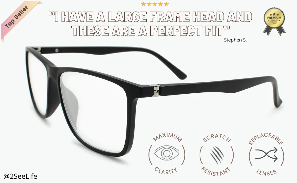 2SeeLife R-775 Coolest large frame men's reading glasses (+1 to +4.0) Blue 2.5 x - large frame reading glasses for men with big heads 2022 trendy hot