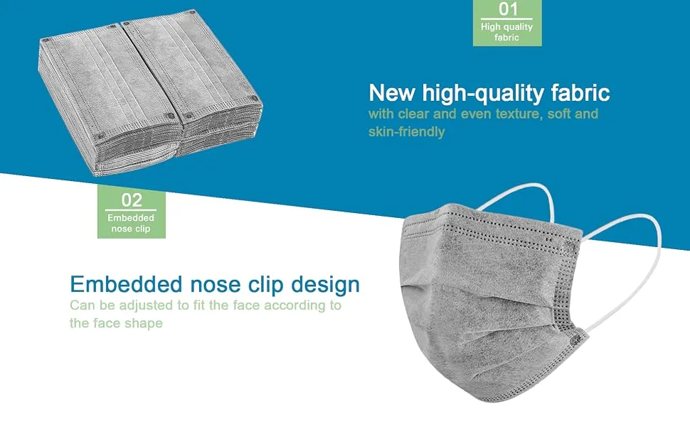 Monyus 100 pcs Disposable Gray Face Mask, 3 Ply Earloop Breathable and Comfortable for Adults - product information 3