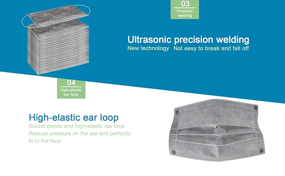 Monyus 100 pcs Disposable Gray Face Mask, 3 Ply Earloop Breathable and Comfortable for Adults - product information 4