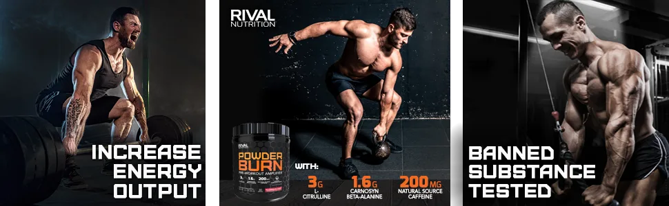 Rivalus Powder Burn - Watermelon Candy, 0.8 Pound - Intense Pre-Workout Energy, Zero Banned Substances, Made in USA. - powder burn