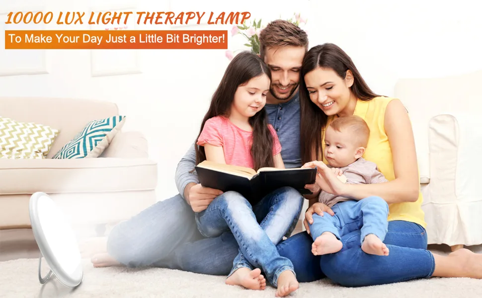 Light Therapy Lamp, 10000 Lux UV-Free Therapy Light, Touch Control Sun Lamp with 3 Adjustable Brightness Levels and Timer Setting, Sunlight Lamp with 90°Rotatable Standing Bracket for Home Office Use - Light therapy lamp