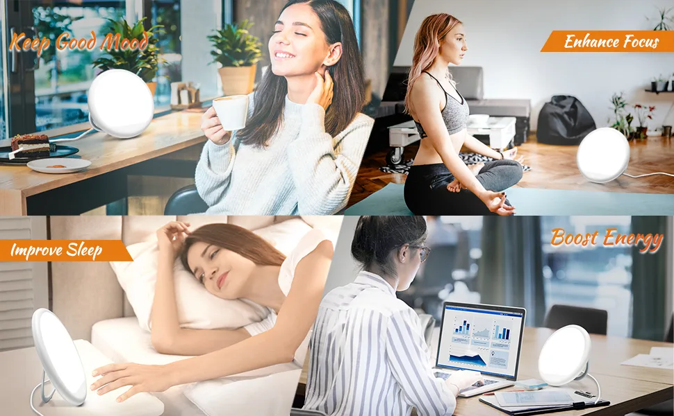Light Therapy Lamp, 10000 Lux UV-Free Therapy Light, Touch Control Sun Lamp with 3 Adjustable Brightness Levels and Timer Setting, Sunlight Lamp with 90°Rotatable Standing Bracket for Home Office Use - sunlight lamp